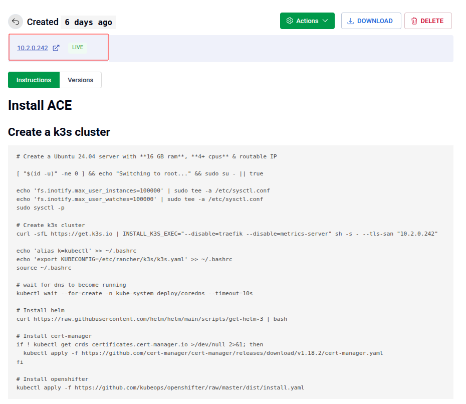 ACE URL